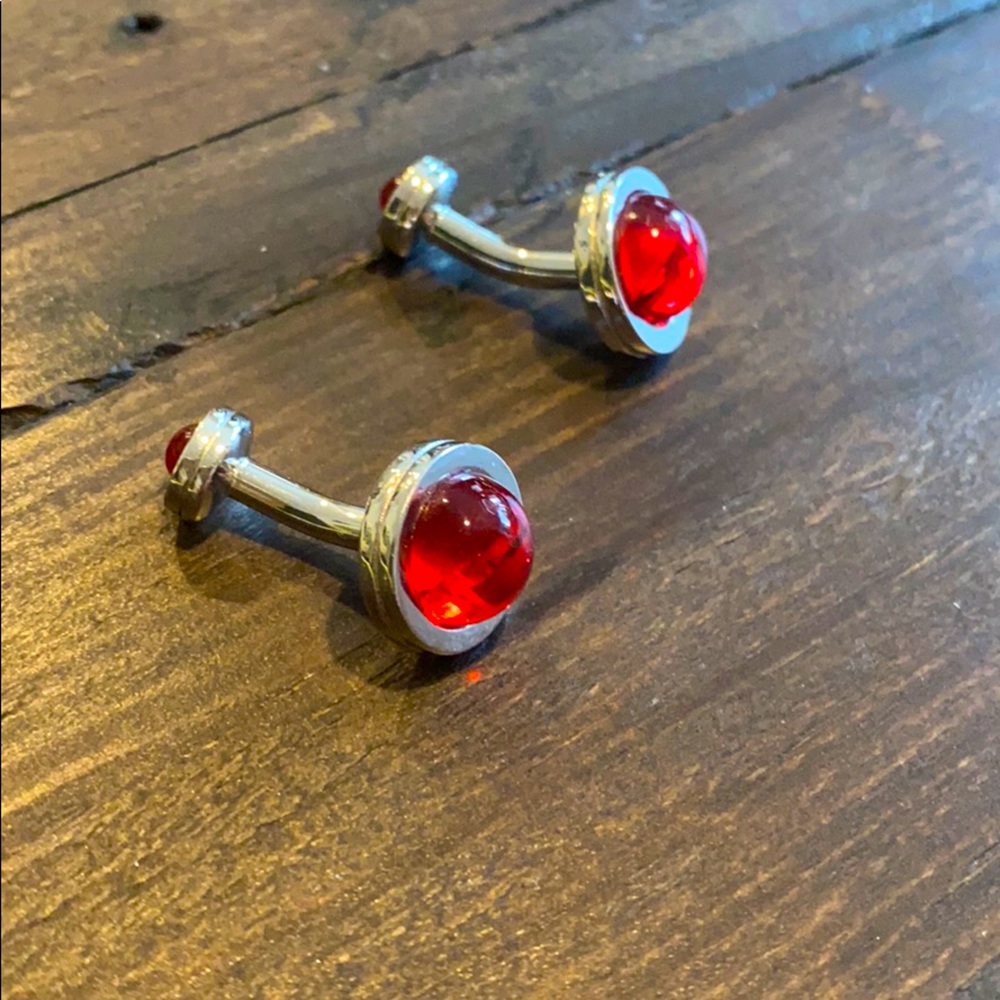 Red stone cuff links